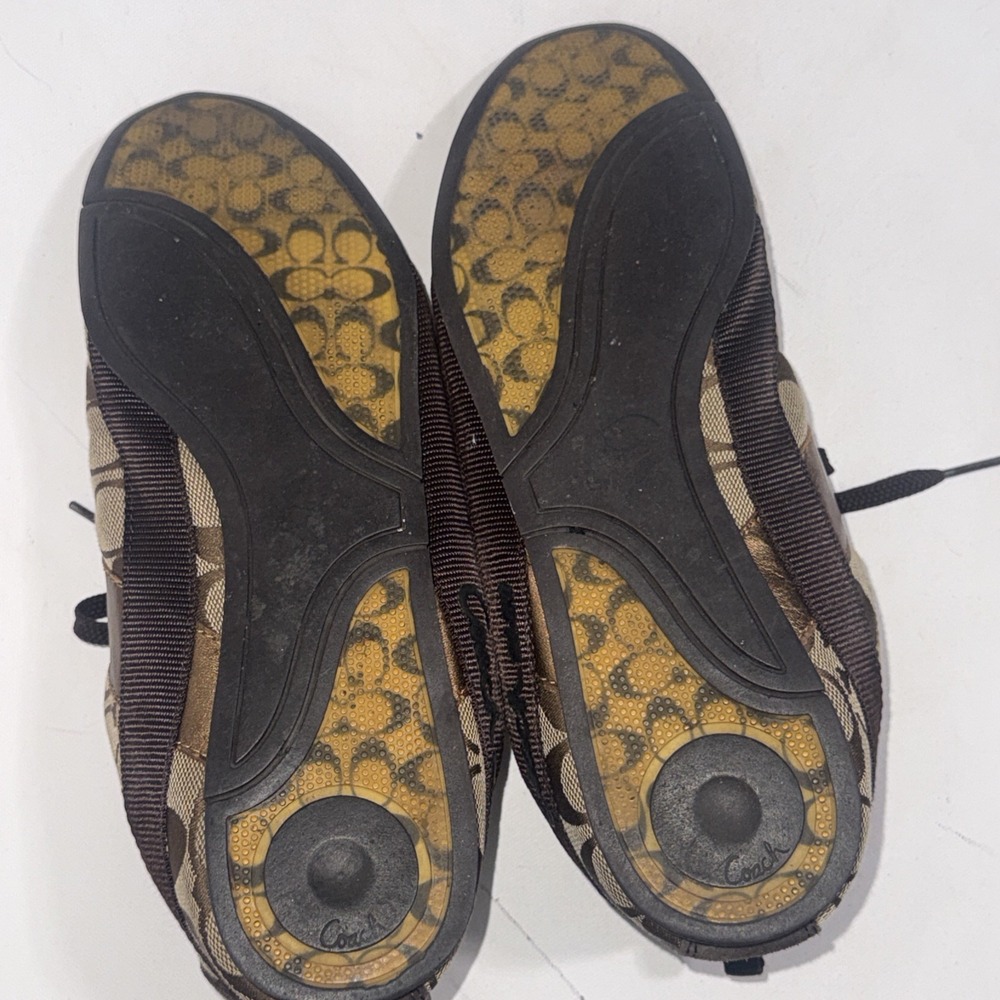 Coach Signature C Logo Canvas Brown Classic Patent Leather Sneakers Women's 9.5 - Picture 7 of 13
